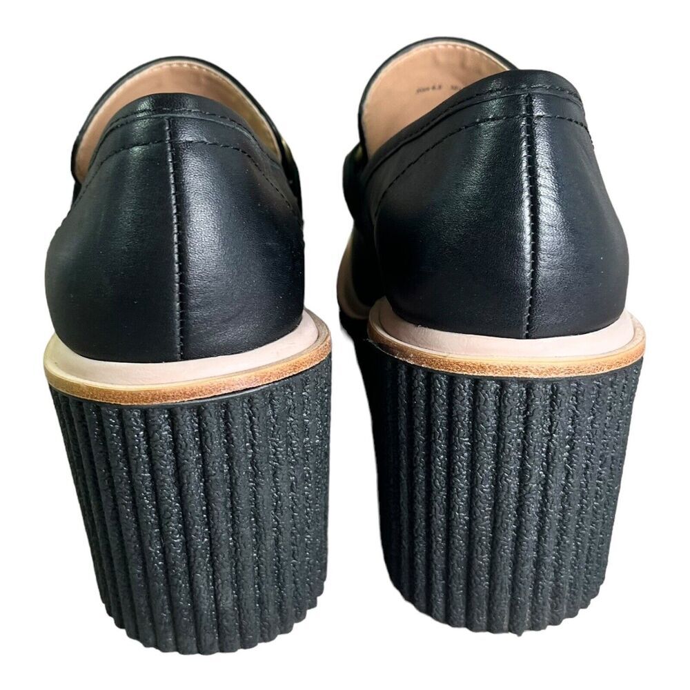 DOLCE VITA Women's Brenan Wedges Black Leather Chain Loafer Sz 6.5 Platform - Picture 6 of 10